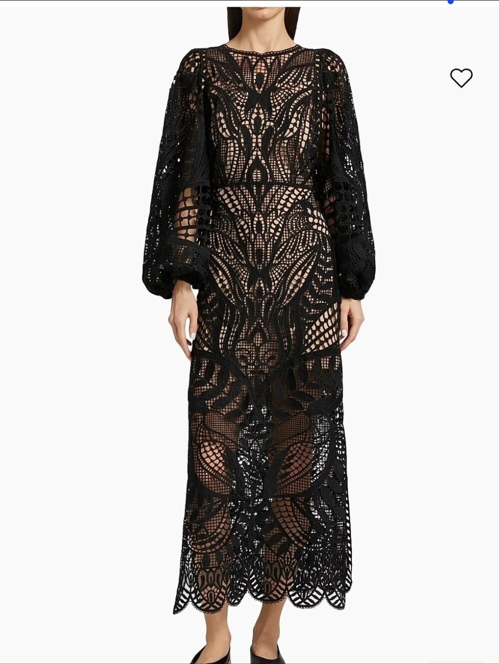 NWT FARM RIO black nature Guipure midi dress Size XXS
